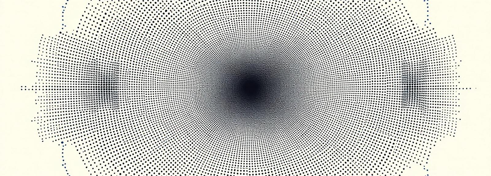Visualisation abstraite de millions de points convergeant vers un centre